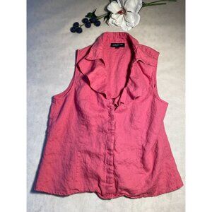 Jones New York Signature Womens Pink Linen Sleeveless Blouse XL Cottagecore